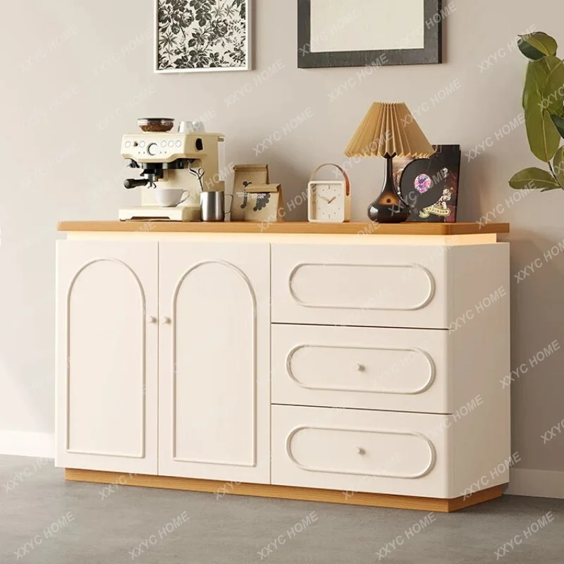 

Cream style dining side solid wood living room against the wall locker simple style tea cabinet