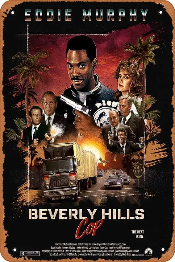 Retro Metal Sign Beverly Hills Cop Movie Poster Art Classic Vintage Movie Posters Cafes Bars Pubs Wall Art Decor Tin Sign 8x12 i