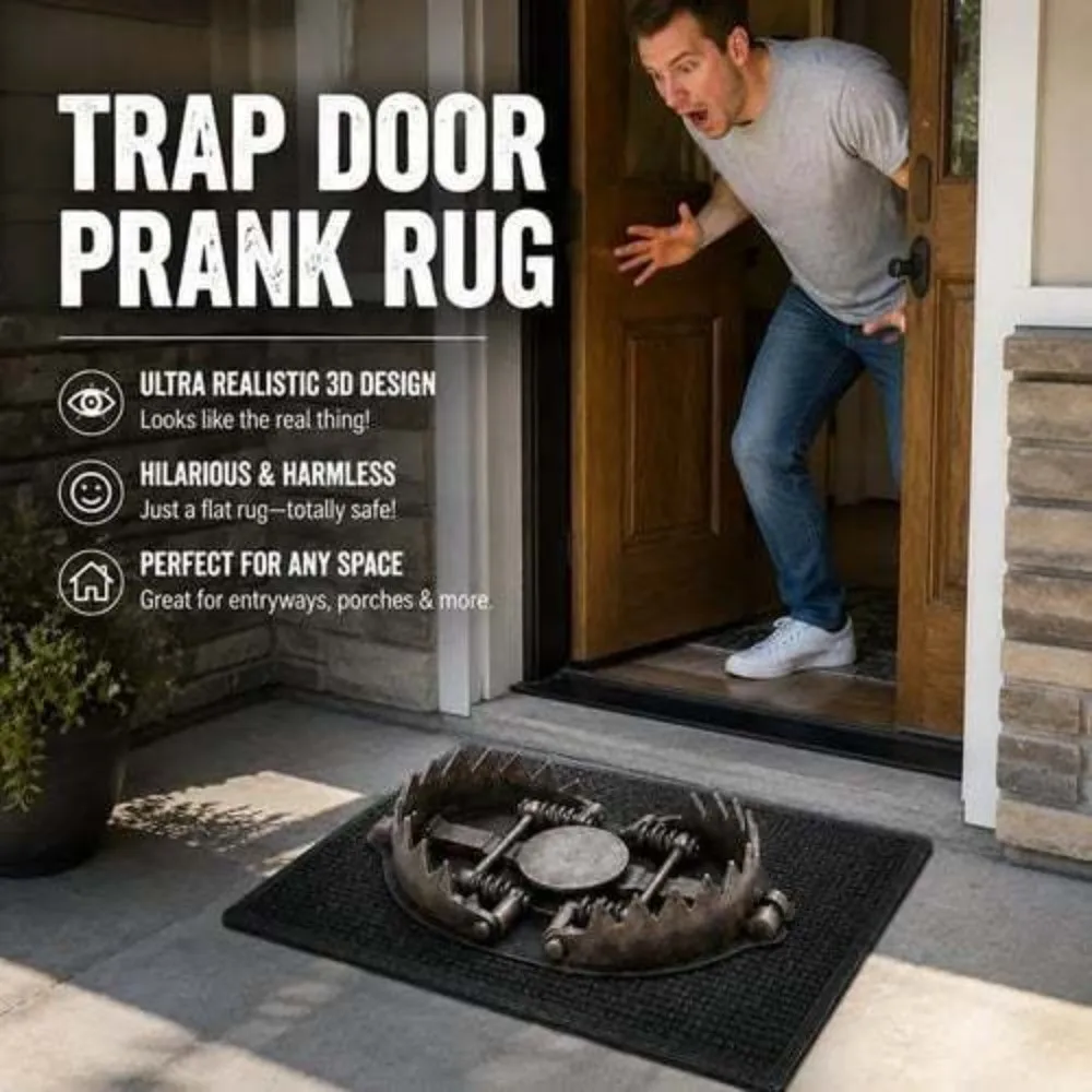 Novelty Halloween Trap Illusion Doormat Crystal Velvet Quirky Spooky Trap Print Rug Non-Slip Fake Trap