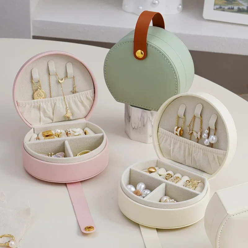

Jewelry Storage Box Cross-border Solid Color Travel Portable Handbag Earrings Storage Jewelry Box Jewelry Box