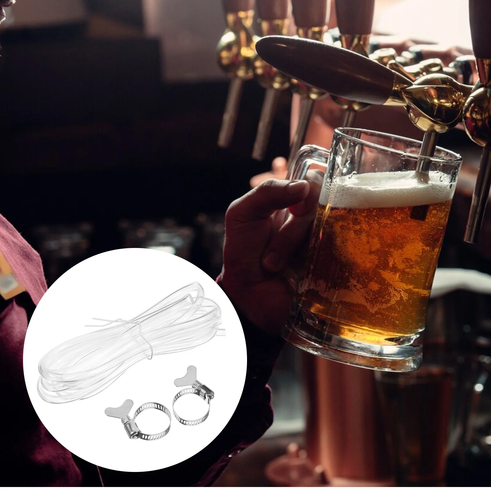 

1Set Co2 High Pressure Beer Tubing Kit 2 Meter Clear Hose Clamps Draft Beer Hose Brewing Tubing Home Brewing