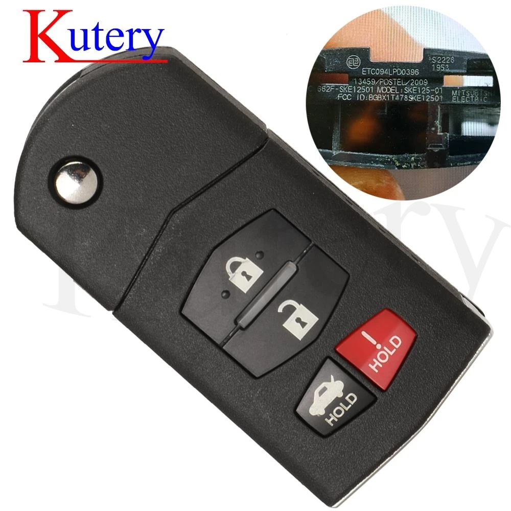 jingyuqin 4 Buttons Remote Folding Car Key 315Mhz For Mazda 3 5 6 CX-7 CX-9 MX-5 Miata BGBX1T478 SKE125-01 4D63 Chip Fob