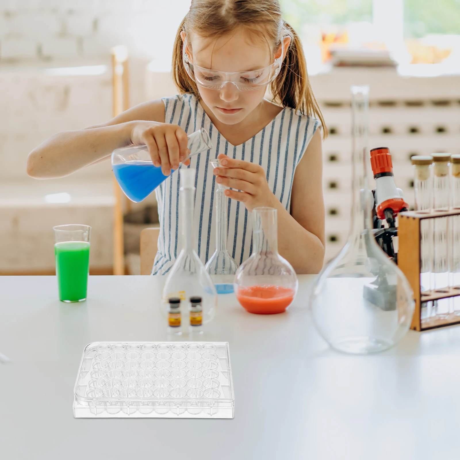 

Culture Plate with Lid Lab Petri Dish Cell Tray for Laboratory Clear Science Round Bottom