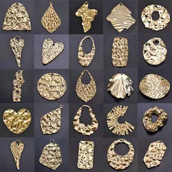 6Pcs/Lot Stainless Steel DIY Mix Colors Hammered Textured Irregular Pendant Earrings Material Personalized Heart Charms Jewelry