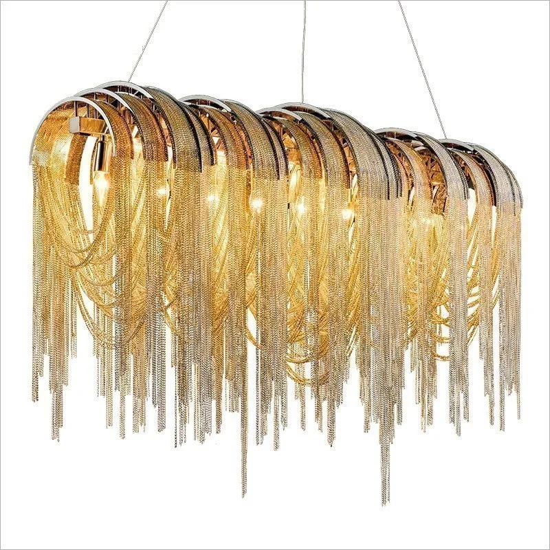 Gold Silver Aluminium Chain Pendant Light Atlantis Pendant Chandelier Lamp for Villa Hotel Restaurant Store Ceiling Droplight