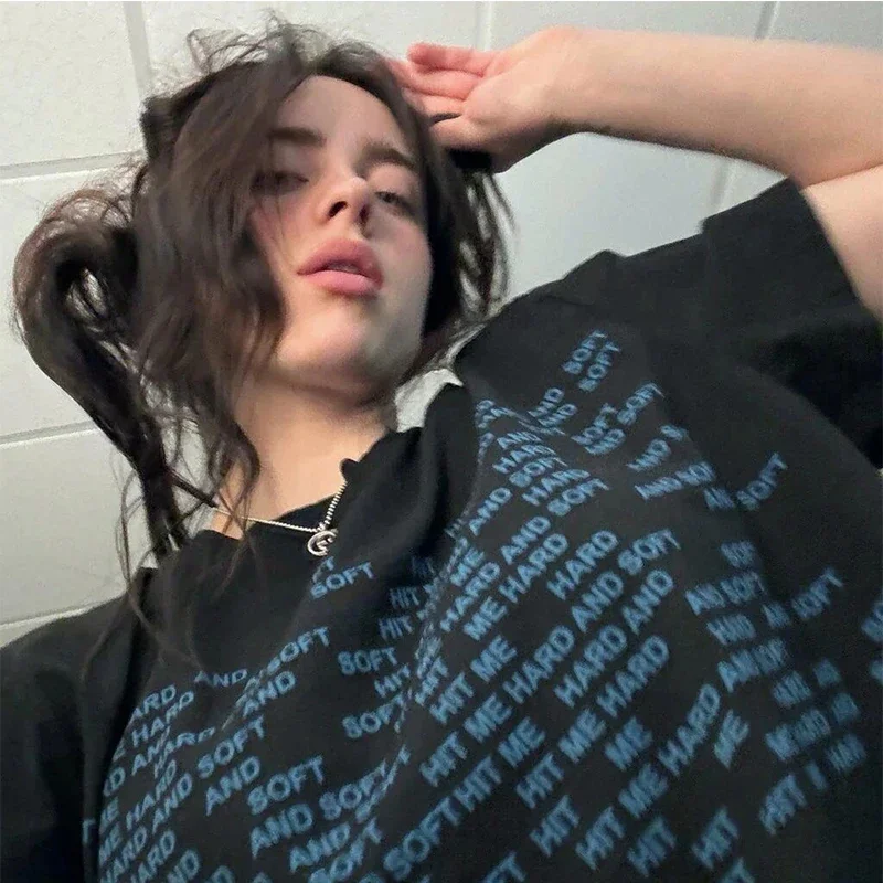 2025 Billie Hit Me Hard and Soft Printed T-Shirt Men's Women's Summer Harajuku O-Neck Cotton European Size Casual Summer Top image 4