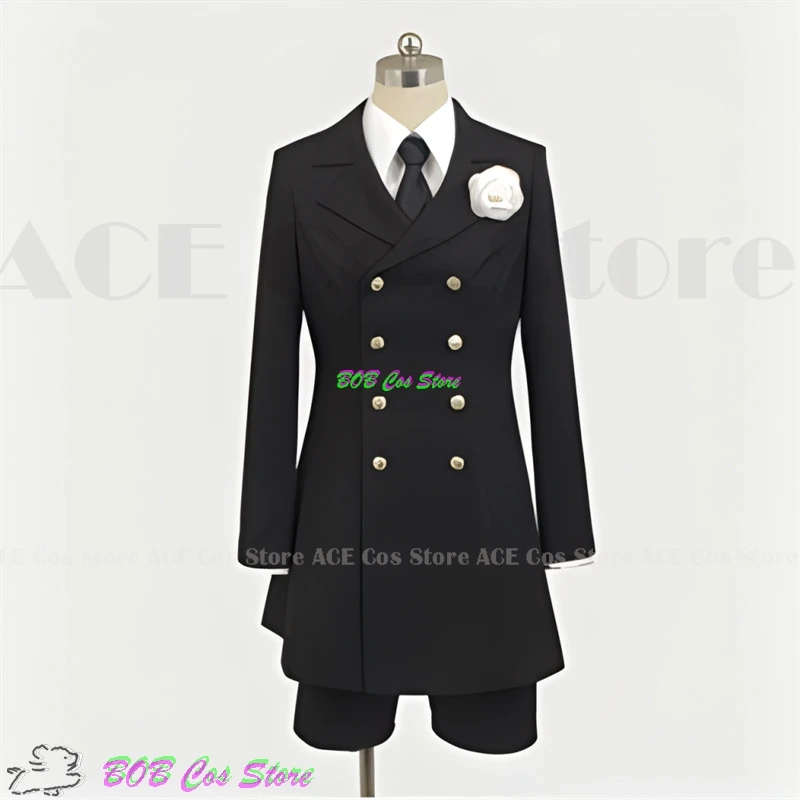 Anime Black Butler Ciel Phantomhive Lächeln Cosplay Kostüm Mann Top Shorts Beerdigung Trauer Outfit Perücke Halloween Gothic Stil Anzug