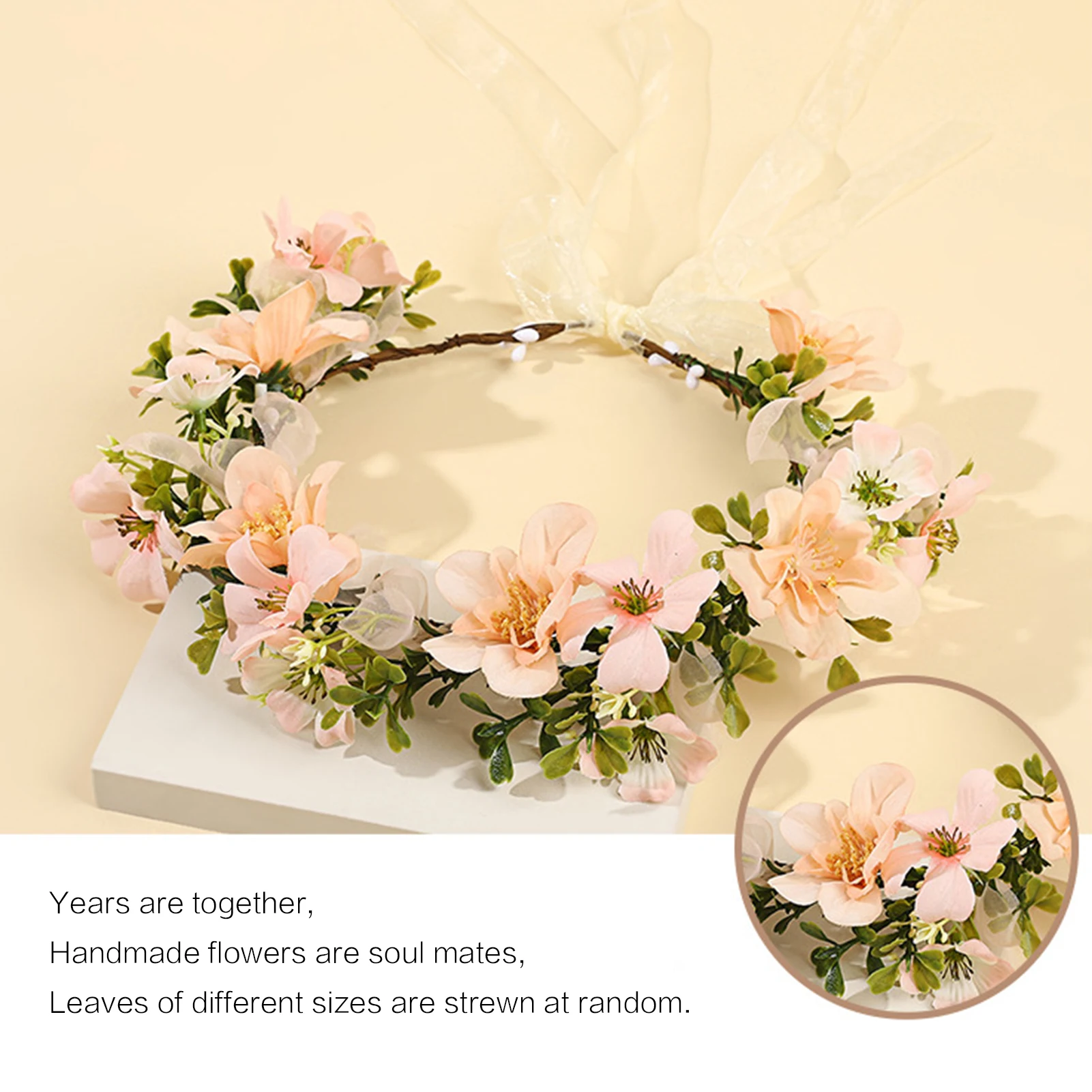 

Цветочная корона ручной работы для женщин, искусственный цветочный венок с имитацией леса, цветочный венок, милые феи, аксессуары для волос