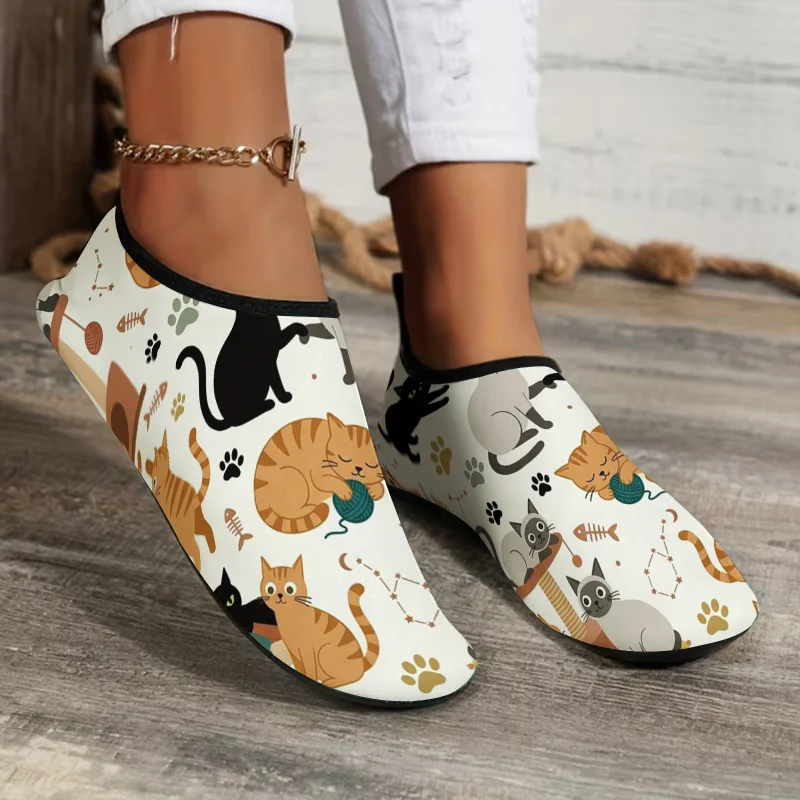 

1 Pair Unisex Fun Cat Print Sandals, Non-slip Soft Breathable Slides, Cute Pet Lightweight Shoes Summer Beach Indoor Outdoor