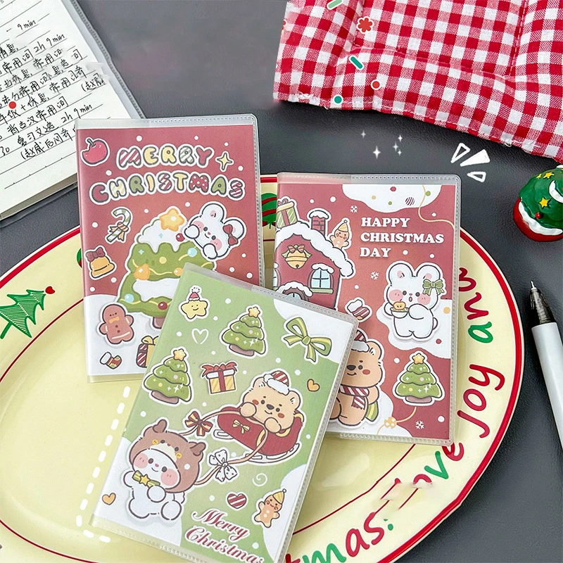 Cartoon Christmas A7 Mini Notebook Portable Pocket Notepad Diary Planner Office School Supplies Student Stationery Kids Gifts