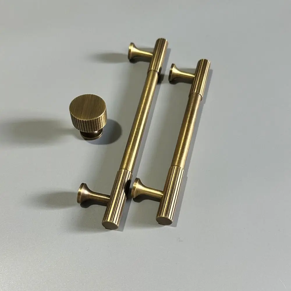 

Bronze Bronze Cabinet Handles Wardrobe Pulls Antique Solid Brass Knurled Handle T-bar Door Knobs Furniture Door Pull