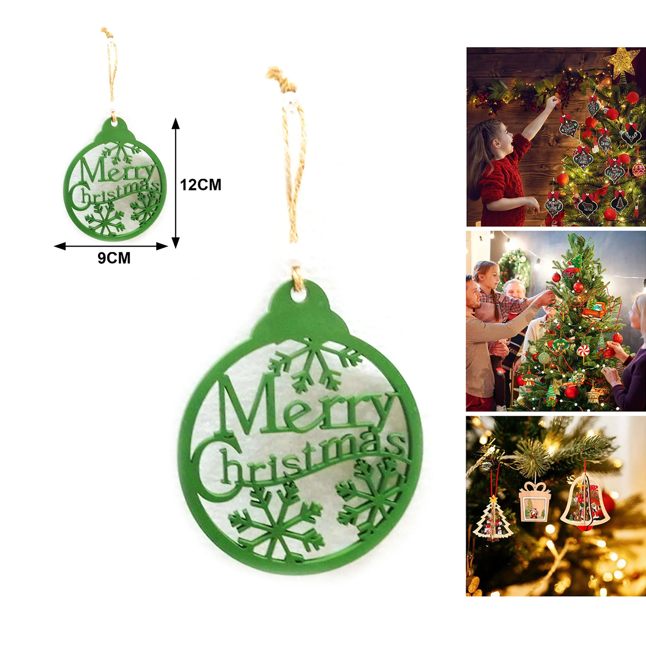 24 Pcs Christmas Tree Decoration Pendant Painted Christmas Wooden Ornaments Celebrate Christmas Holiday Decorations