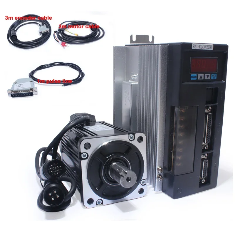 400W 730W 750W 1KW AC Servo Motor 80ST 220V Single-Phase Servo Silent Ac Drive Reduce Noise Permanent Magnet AASD-15A Driver