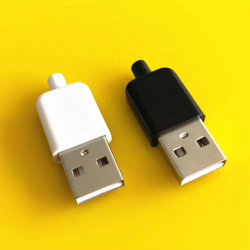 5Pcs/Lot USB 2.0 Male Connectors Plugs  Black White Welding Data OTG Line Interface DIY Data Cable Accessories YT2154B