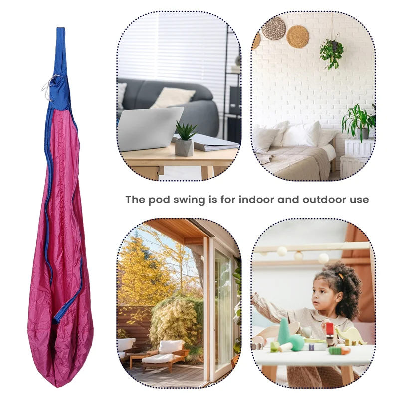 B50C Light Up Kids Pod Swing Seat,Therapeutic Sensory Swing,Hug Ceiling Snuggle Swing, Adjustable Fabric Hammock