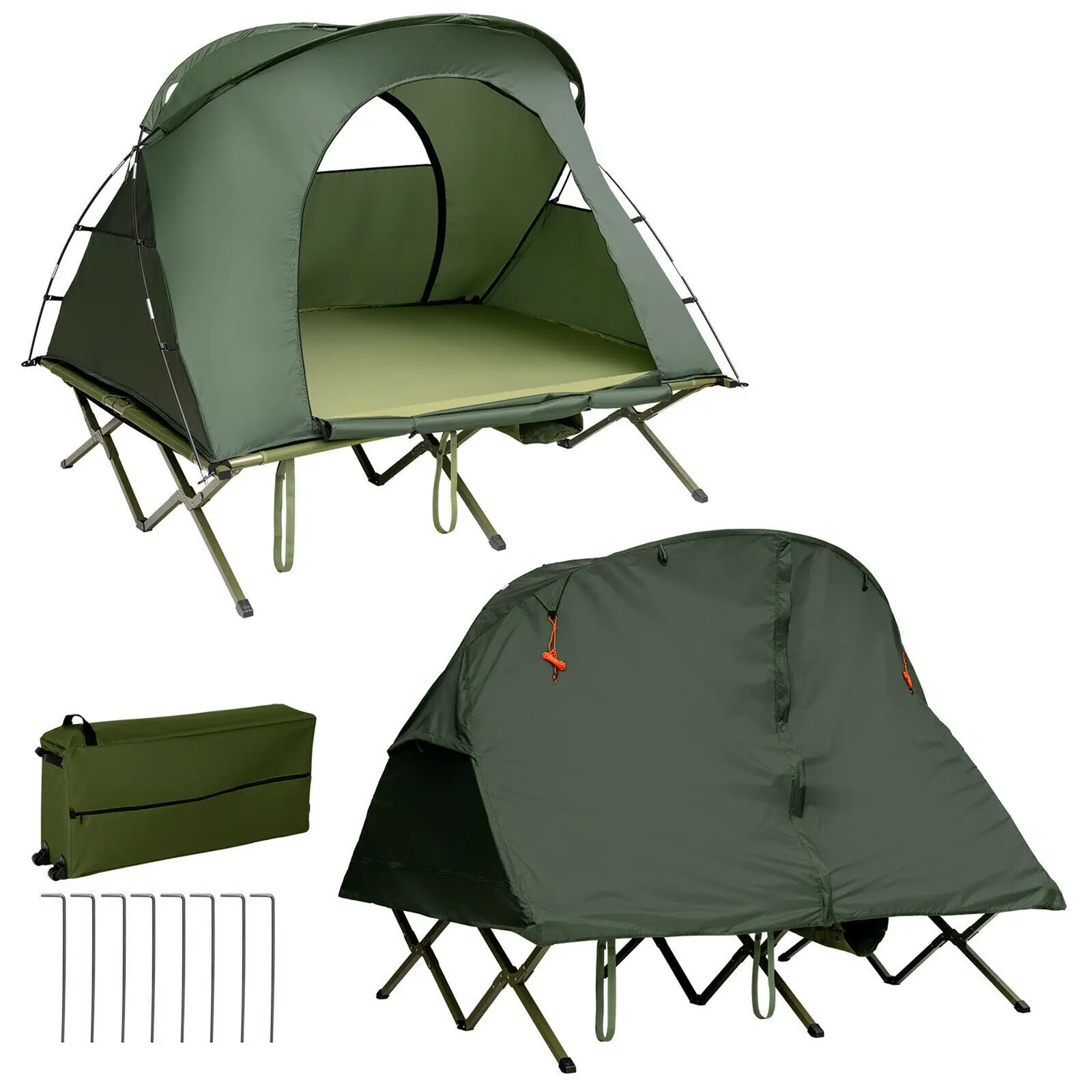

2-Person Outdoor Camping Tent Cot Compact Elevated Tent Set W/ External Cover