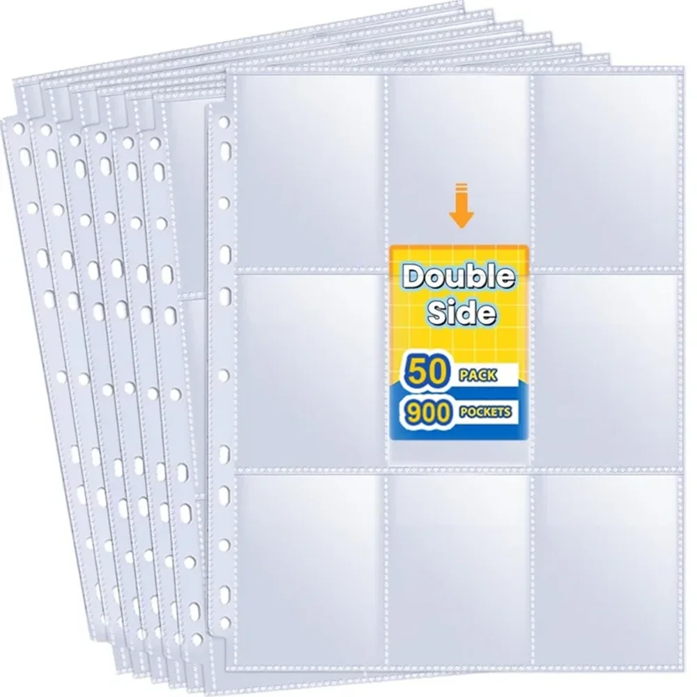 Double Side A4 Size 9 Pocket Trading Gaming Card Sleeves Storage Album Binder Pages ID Card Collection Holders Idol Photo Albums