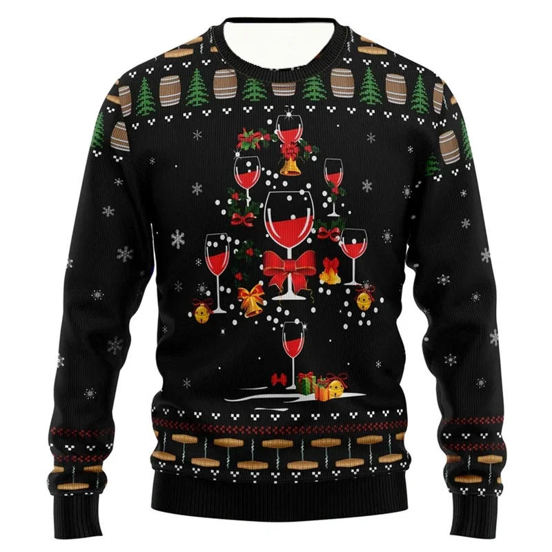 PLstar Cosmos The Beer Lover Elf Pattern 3D Printed Mens Ugly Christmas Sweater Winter Unisex Casual Warm Knitwear Pullover MY43