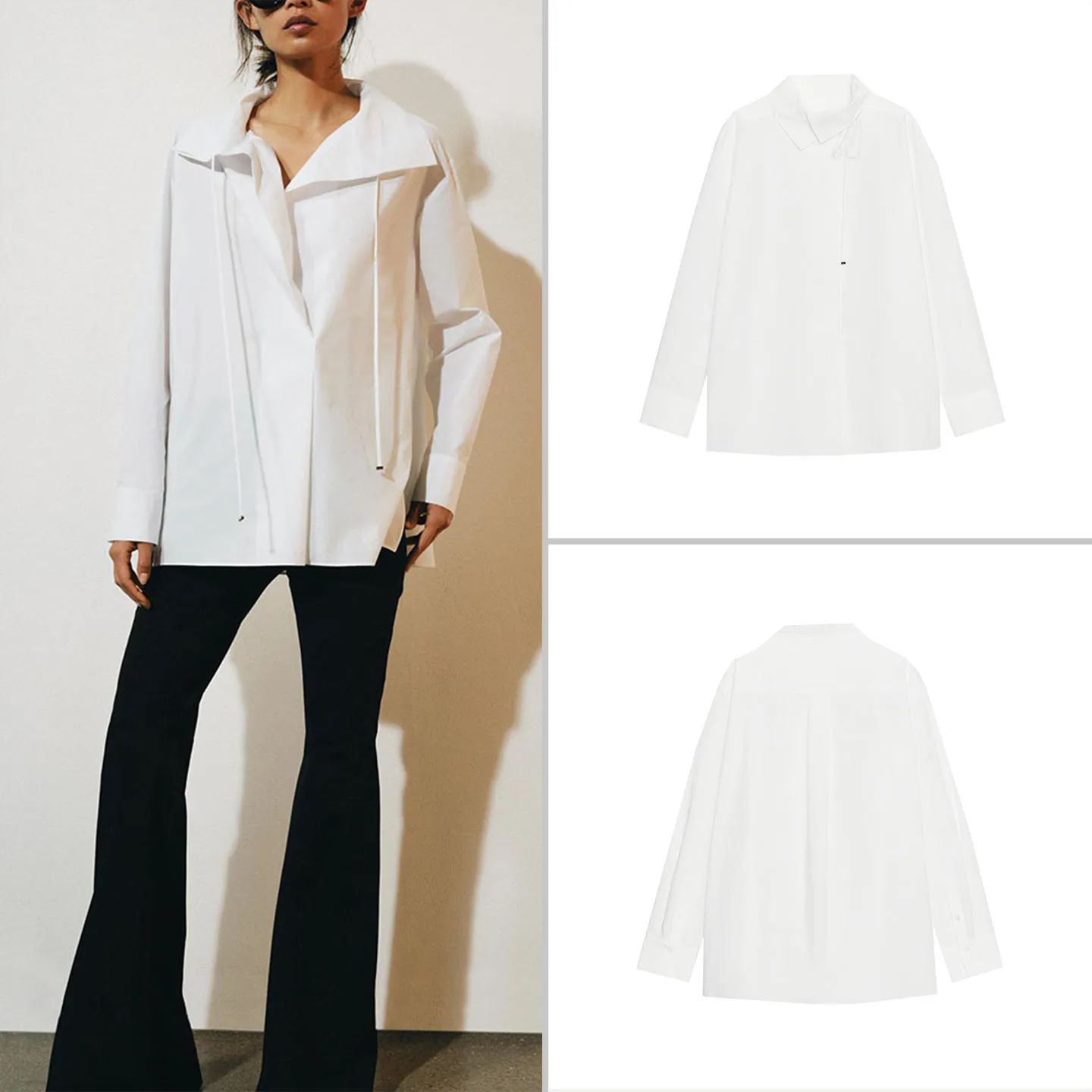 Loose Casual Long Sleeve High Collar Women's Shirt New 2026 Autumn Fashion ZADATA Brand Comfortable Breathable Other Material