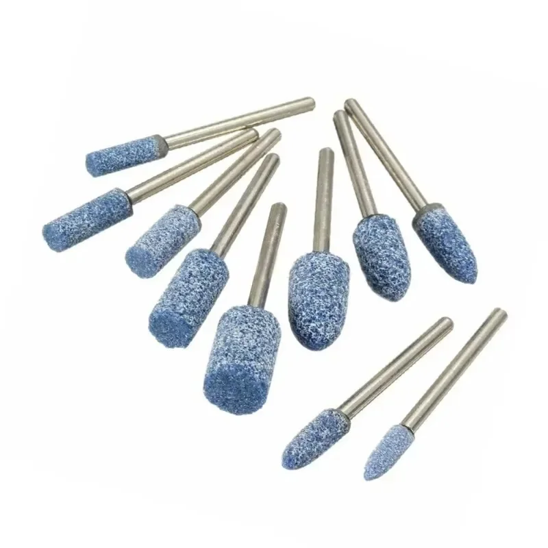 10Pcs 4-10mm Polishing Head Blue Abrasive Mounted Stone Electric Grinding Stone Wheel Wheel Head Dremel Accessories