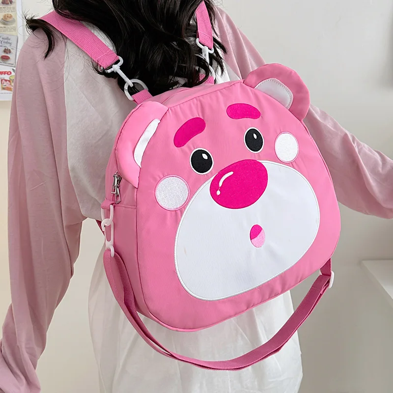 Sanrio strawberry bear series pink cute cartoon animation shoulder bag women's leisure large capacity plush children's backpack