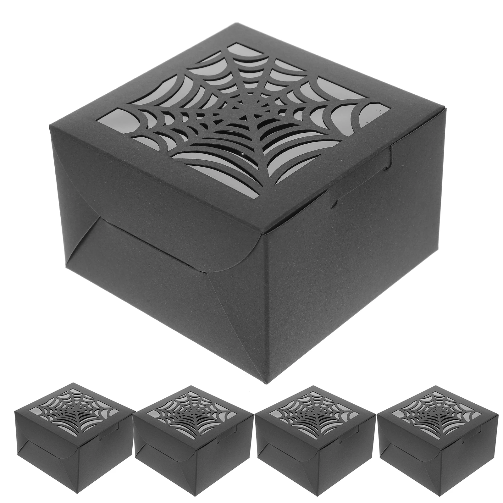 25pcs Gift Halloween Black PVC Window Multi Function C y Container Cookie Container Party Supplies Household