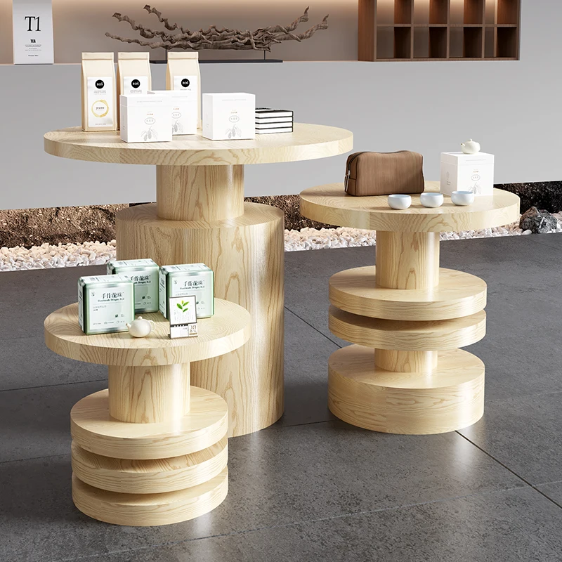 Flowing Water Platform High and Low Middle Island Table Baking Shop Cafe Tea Drinking Tea Set Promotional Display Table Sample D