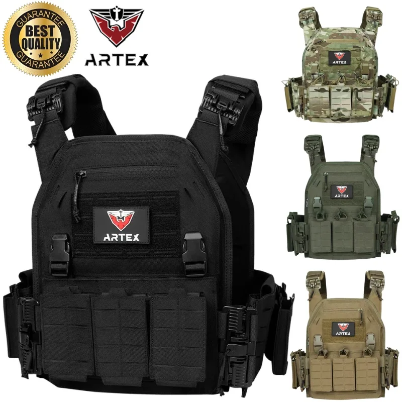 Colete tático suporte de placa de paintball 1000d tecido liberação rápida placa transportadora placa de corte a laser com bolsa tripla para revista