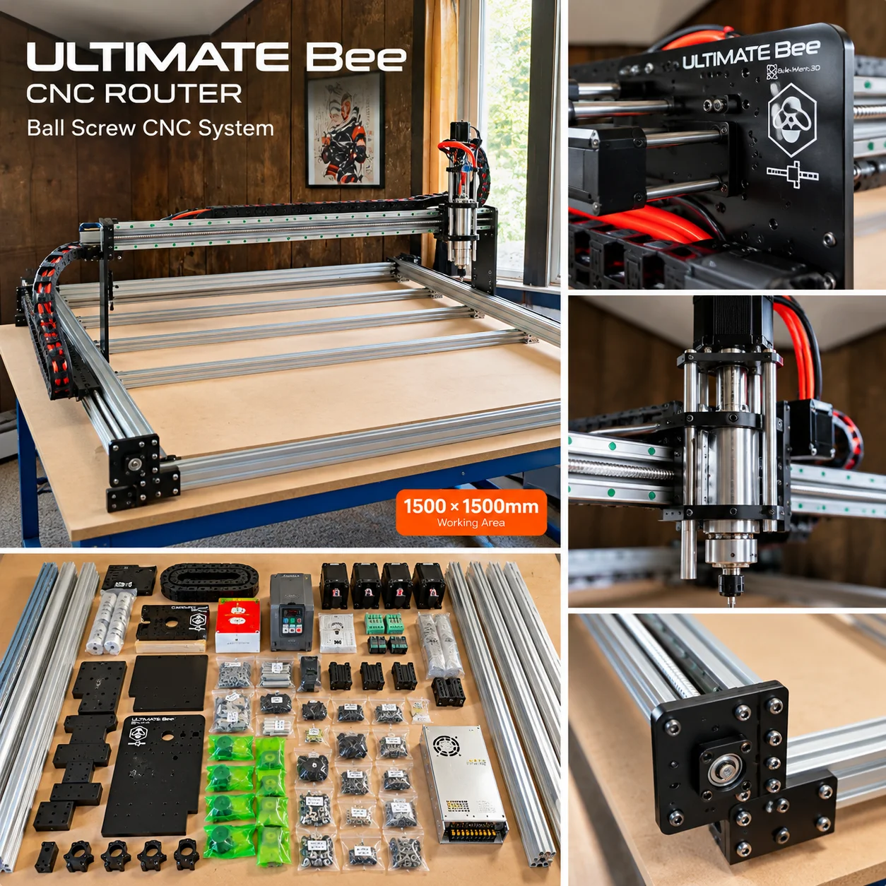 BulkMan3D ULTIMATE Bee CNC Engraving Machine Full Kit with 4-Axis DDCSV4.1 Offline Control Box for Wood, Metal, Acrylic Cutting