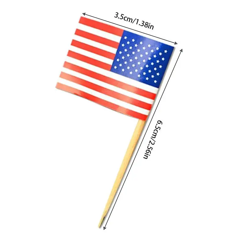 100Pcs Food Sticks Germany Flag Cupcake Toppers Mini American Flags on Stick Wood Cocktail Skewers Party Decoration Supplies