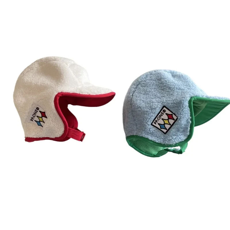 부모-자녀 겨울 모자 플러시 키즈 레이펑 모자 어린이 소녀 소년 양털 대비 색상 겨울 어린이 귀 보호 모자