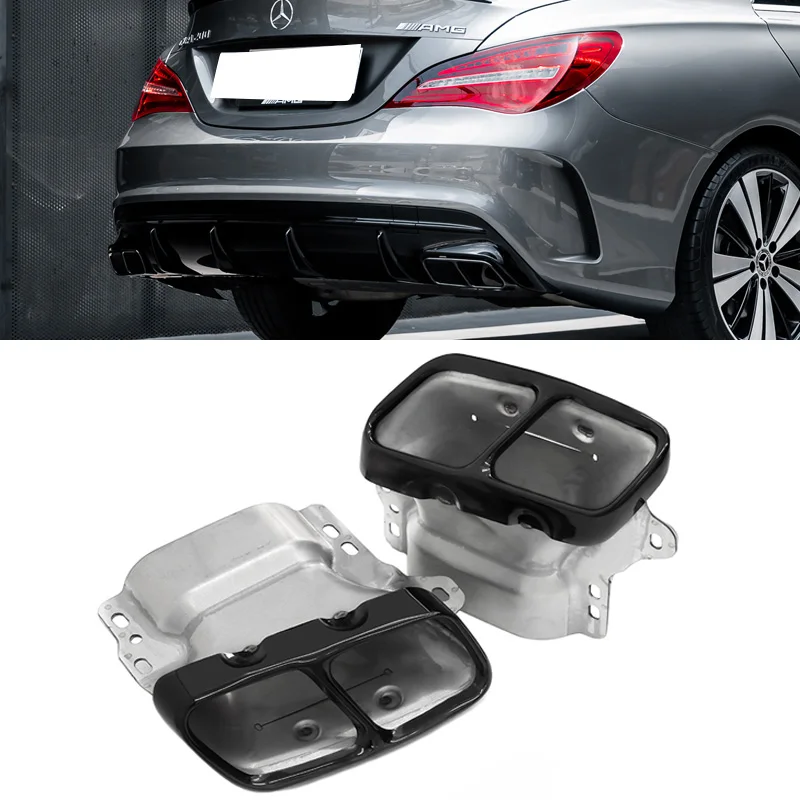 

2 шт./лот, четырехъядерные насадки для выхлопных газов из нержавеющей стали для Mercedes A45 W176 CLA45 GLA45 2013-2018, насадка для глушителя, автомобильные аксессуары