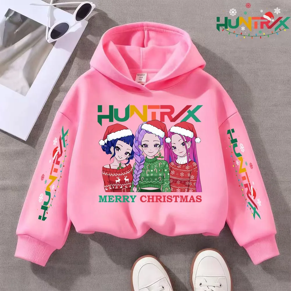 KPop Demon Hunters Hoody Y2K KPop Demon Hunters Christmas Hoodies Girls Boys Rumi Autumn Casual Long Sleeve Children's Clothing