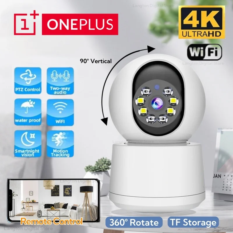 Oneplus 360° Rotatable Smart Camera WiFi Controllable Auto Tracking 2-way Audio Color 4K Night Vision Monitor Indoor Safety Cam
