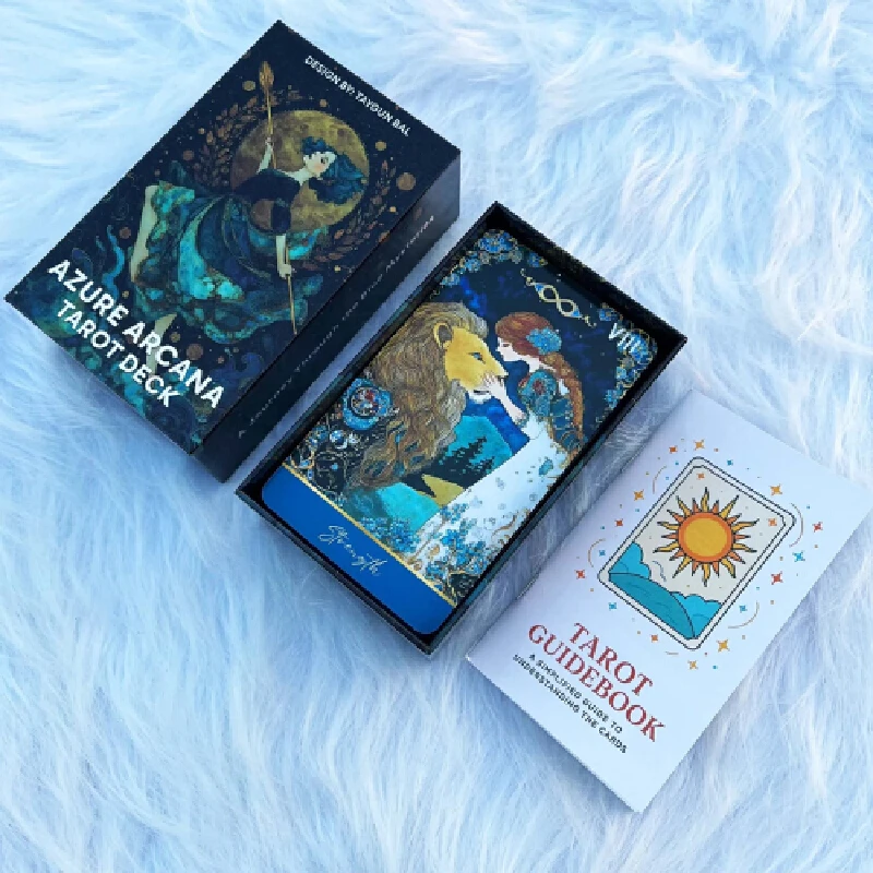 

Azure Arcana Tarot Cards Set 78 Cards 13x8cm with Paper Instructions Ideal for Beginners Divination Teaching Card Game