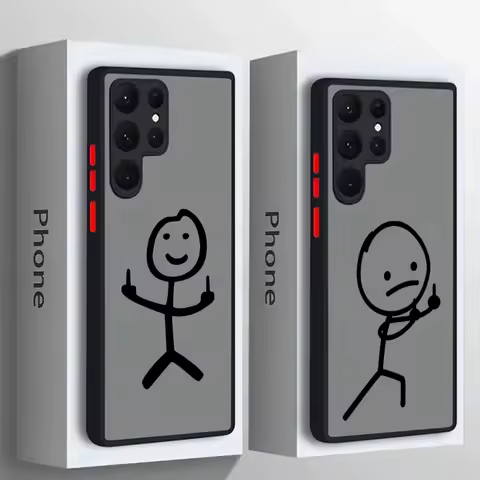 Funny Man Middle Finger Matchman S25 Ultra Case For Samsung Galaxy S25 S24 S23 S21 S20 FE S22 Plus Note 10 20 Ultra Phone Cover