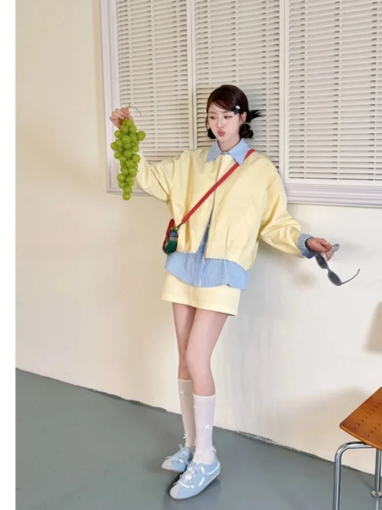 

Sweet Style Early Spring Loose Women's Set Meat Concealing Anti-Aging Top plus Size Women's Fashion Slimming Half-length Skirt