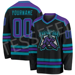 Drop Shipping nome personalizzato Hockey Jersey Suits Team Logo tuta con scollo a v maniche lunghe Retro 3dprint Pullover Harajuku Casual X9