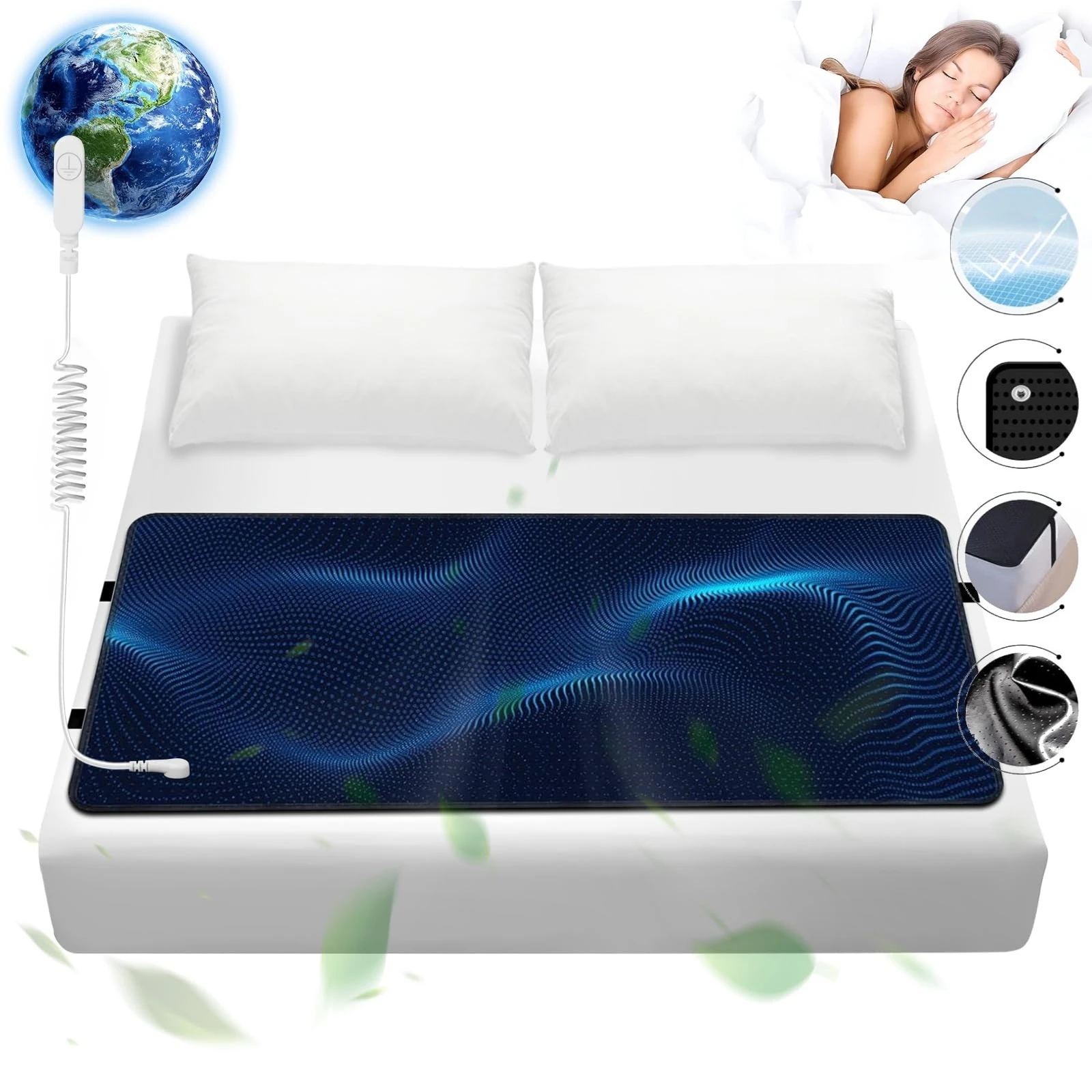 Grounding Mat for Bed Enjoy Grounding Effect Indoors for Better Sleep Pain Stress Relief Mat Set with Grounding Cord