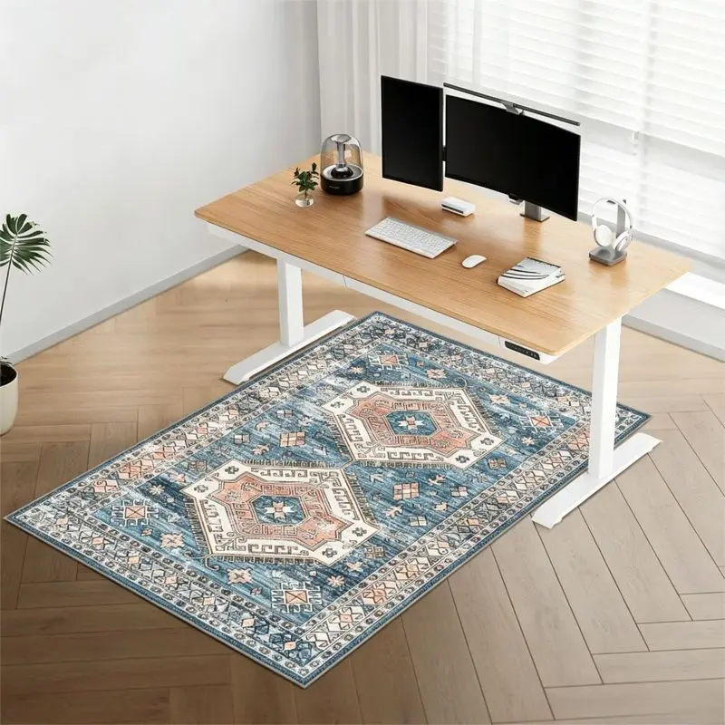 VIKAMA Retro Vintage Vintage Persian Style Square Computer Swivel Chair Cushion Anti Slip And Dirt Resistant Carpet Home Decor