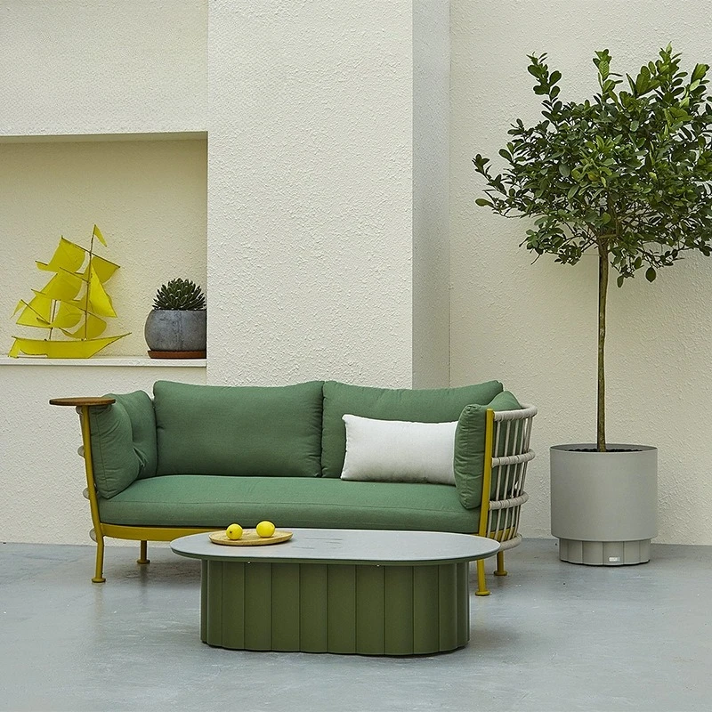 Garden rattan sofa leisure villa courtyard sofa combination bed and breakfast terrace rattan chair hotel balcony single chair