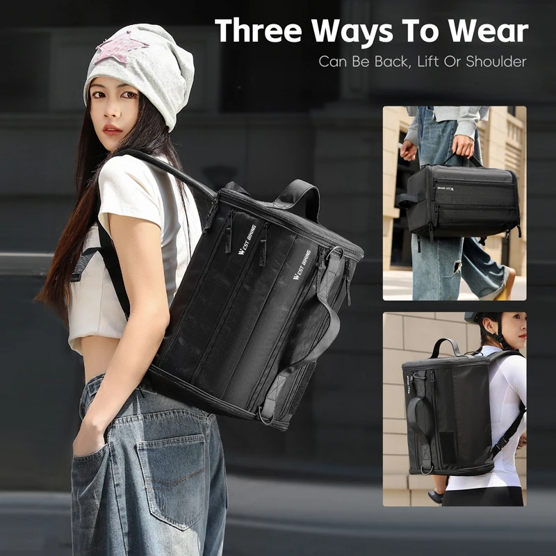 WEST BIKING 22L Cycling Gear Bag Waterproof Bicycle Backpack Dry Wet Separation Shoe Compartment Multi-pocket Sports Duffle Bag