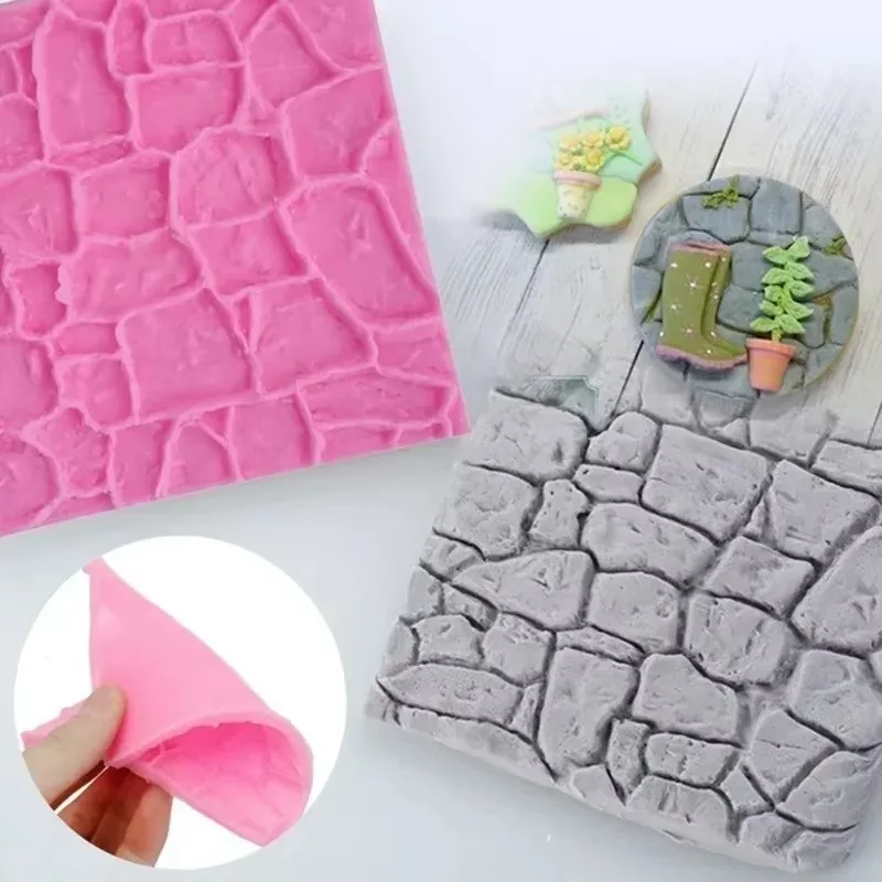 Rock Bark Texture Silicone Mold Kitchen Baking Cake Decoration Wall Skin Modeling Sugar Flipping Mold Gypsum Decor Silicone Mold