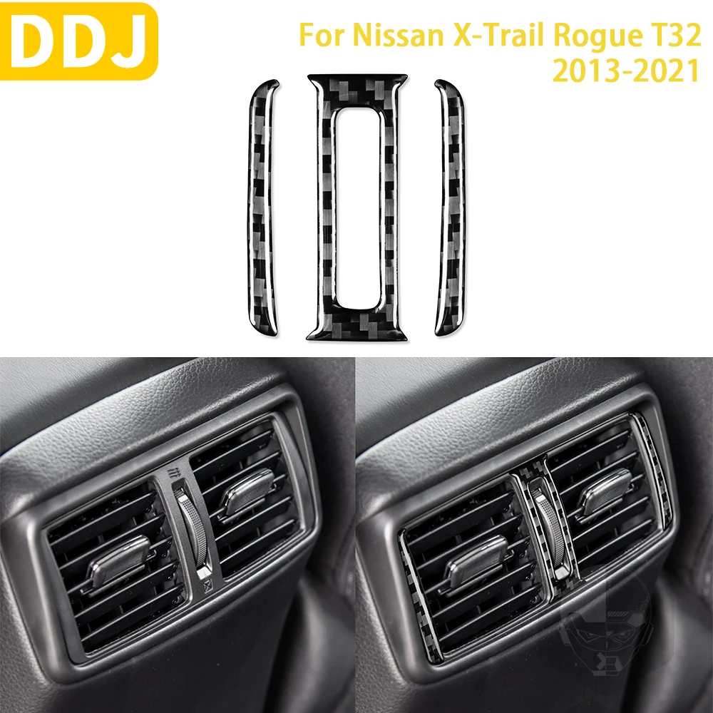 

For Nissan X-Trail Rogue T32 2013-2021 Accessories Carbon Fiber Interior Car Rear Air Outlet Trim Sticker Decoration