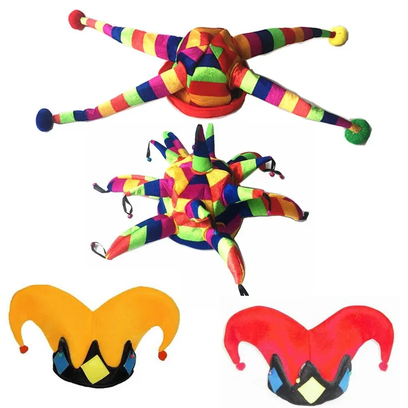 Adult Men Women Polka Dot Clown Cap Hat Birthday Cake Party Hats Performance Props Christmas Elf Halloween Costume Cosplay