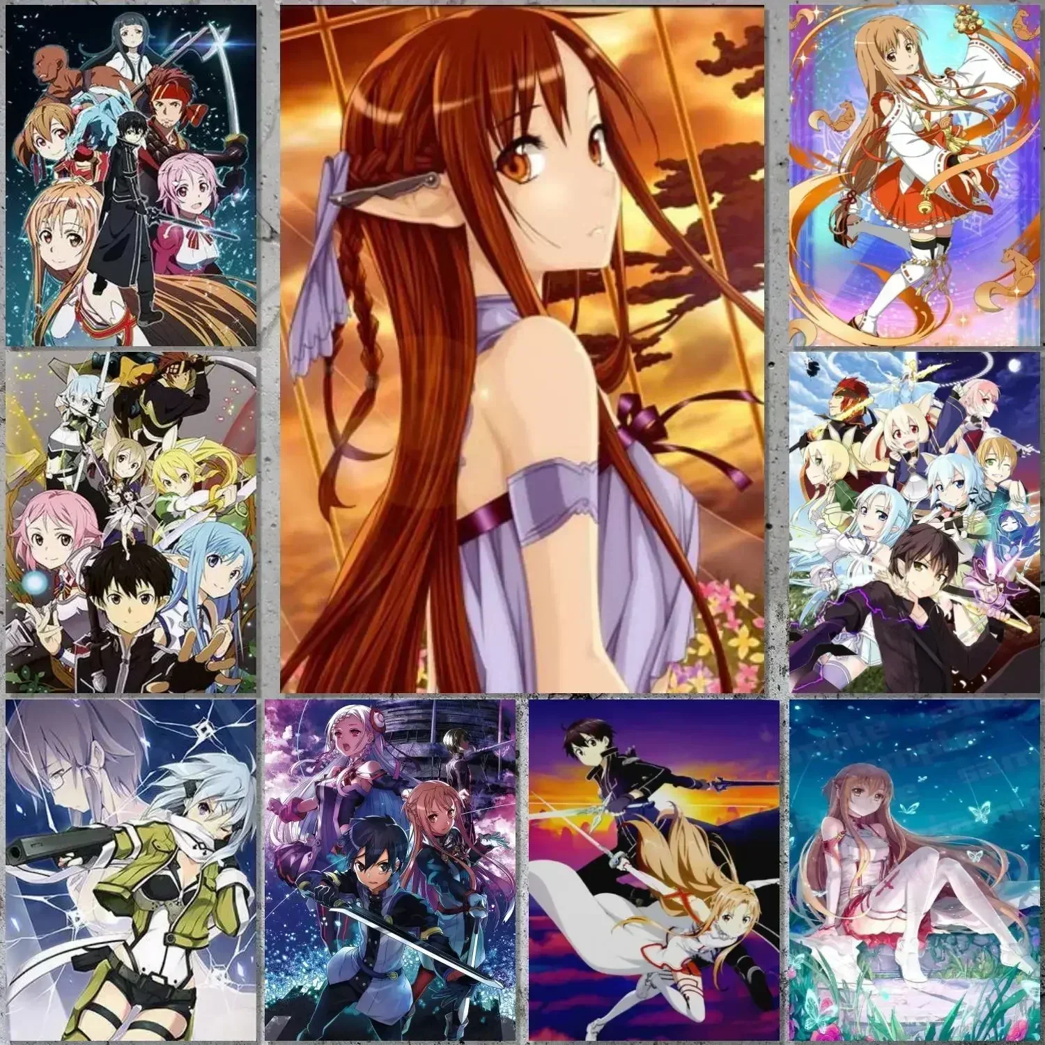 asuna yuuki anime Poster Canvas Art Poster and Wall Art Picture Print Modern Family bedroom Decor Posters