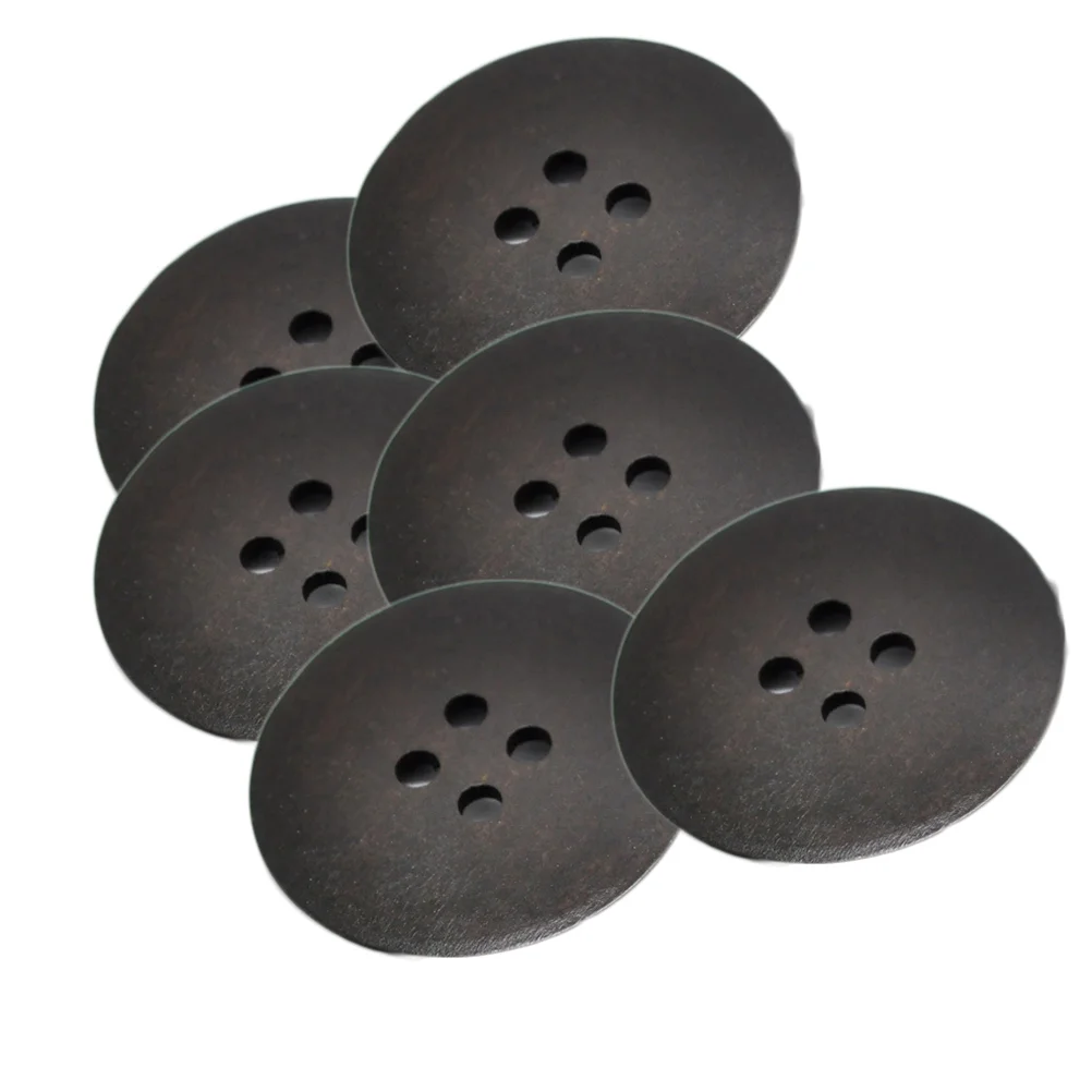 10PCS 50MM Round Sag Four Holes Decorative Buttons For Sewing Scrapbooking Crafts (Brown) wood buttons