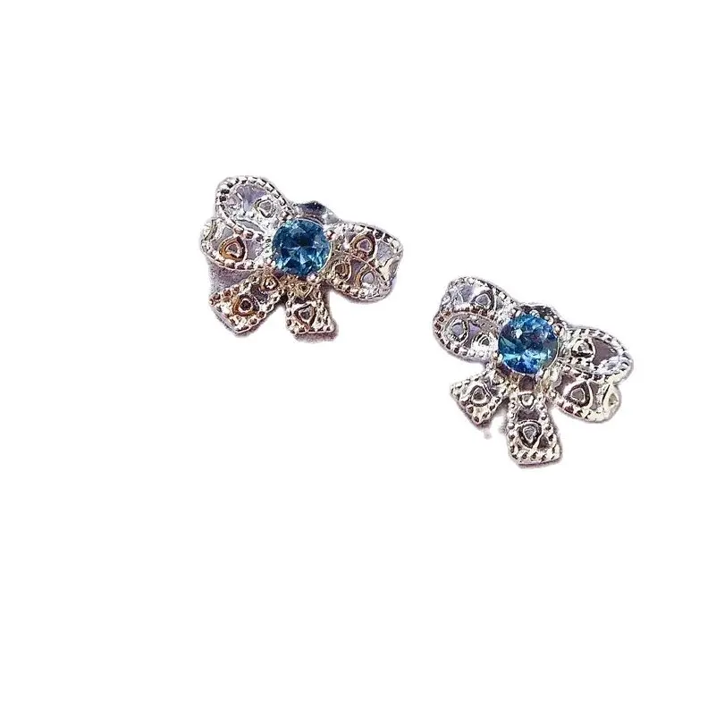 

SHILOVEM 925 sterling silver Natural London Topaz stud earrings classic fine Jewelry new women party gift 4mm le040488agb