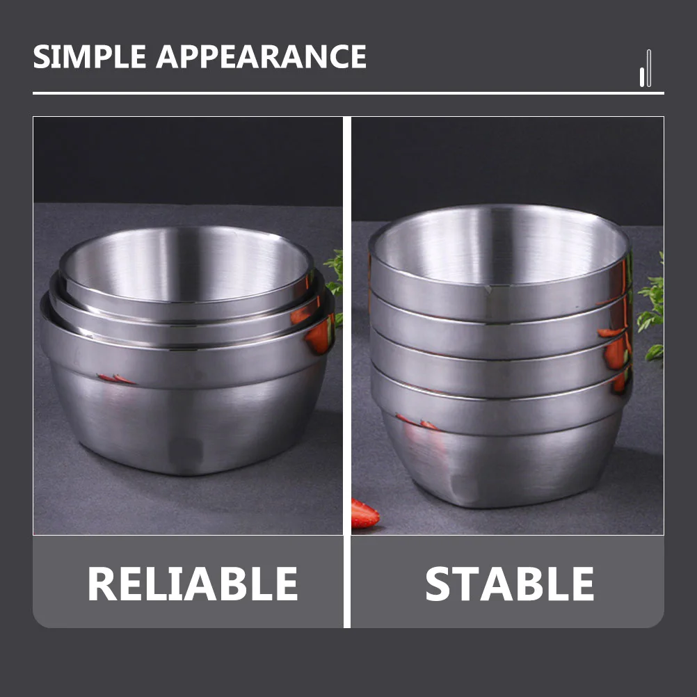 

Stainless Steel Thickened Double Layer Bowls Insulated Anti Scald Kitchen Ramen Mixing Bowls Home Tableware