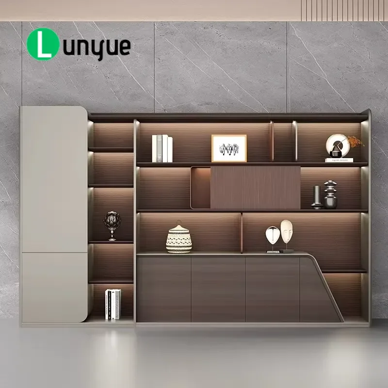 Modern Boss Office File Storage Cabinets Wholesale High Bookcase with Steel and Wooden Furniture for Home and Gym Application